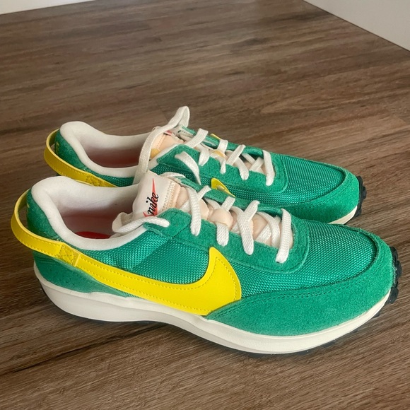 Nike Waffle Debut Sneakers in Green and Yellow - Picture 1 of 5